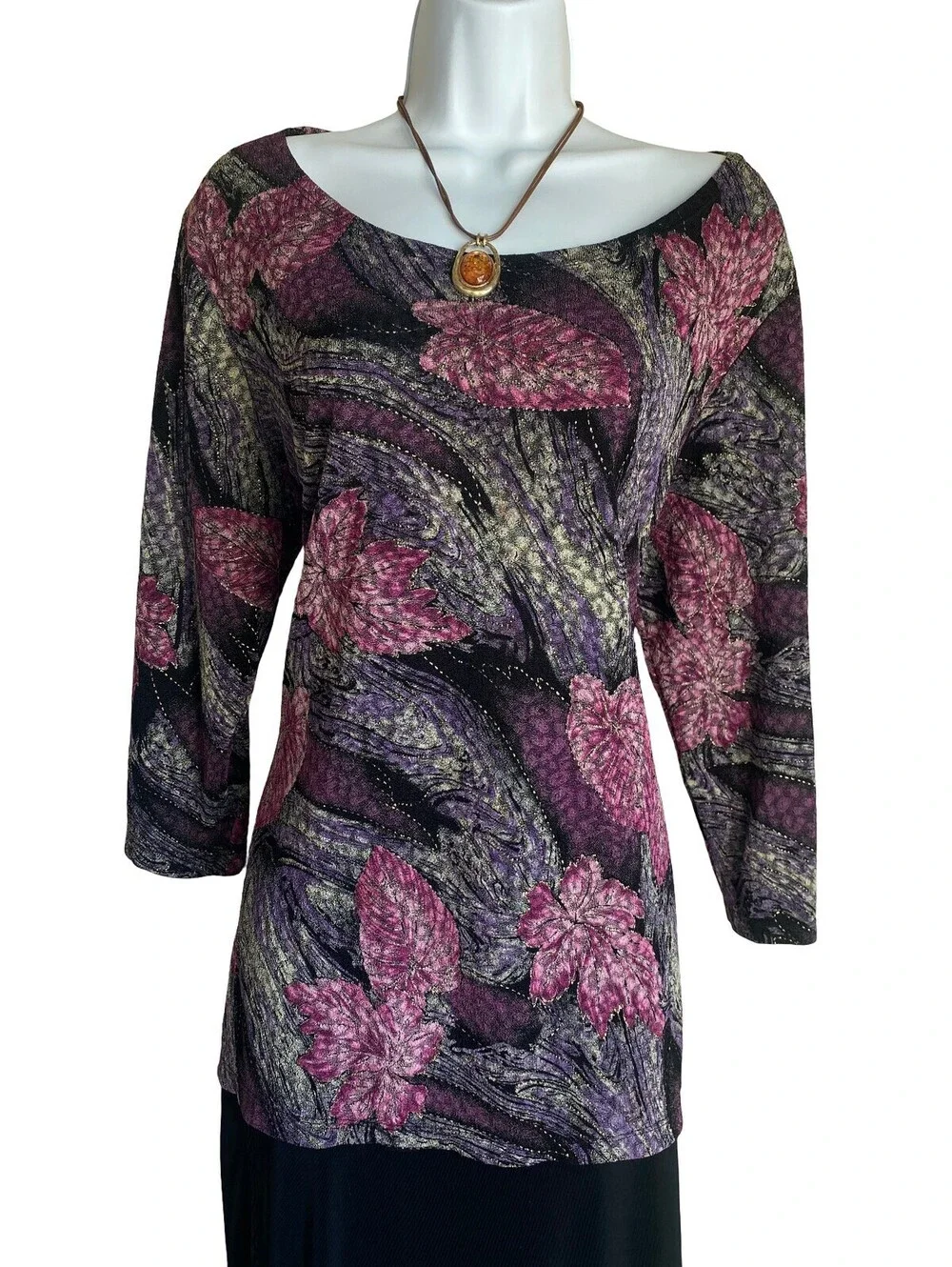 VTG Notations Plus 1X Boho Floral Tunic Blouse Whimsigoth Dark Romance Goth